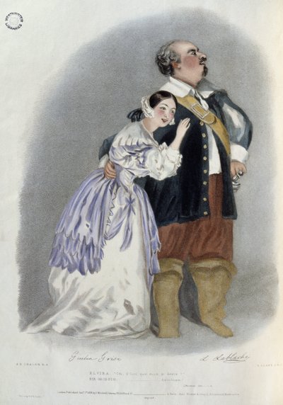 Giulia Grisi (1811-69) als Elvira und Luigi Lablache (1794-1858) als Sir George Walton in 